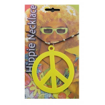 Hippie Peace Sign Necklace Yellow BUY